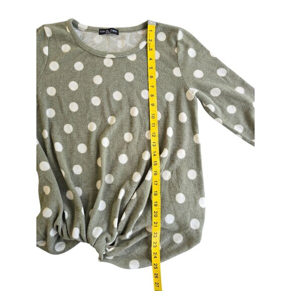 Kim & Cami Womens Polka Dot Long Sleeve Sweater Olive White Medium Soft - Picture 4 of 5